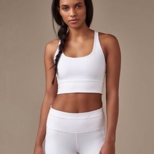 Lululemon White Mind Over Miles Crop Bra Top
